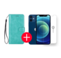 iPhone 12 Mini Hoesje - Kunstleer - Portemonnee - Book Case - Wallet - Apple iPhone 12 Mini - Turquoise + Gratis Screenprotector kopen