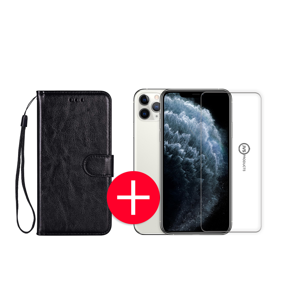 iPhone 11 Pro Hoesje - Kunstleer - Portemonnee - Book Case - Wallet - Apple iPhone 11 Pro - Zwart + Gratis Screenprotector kopen