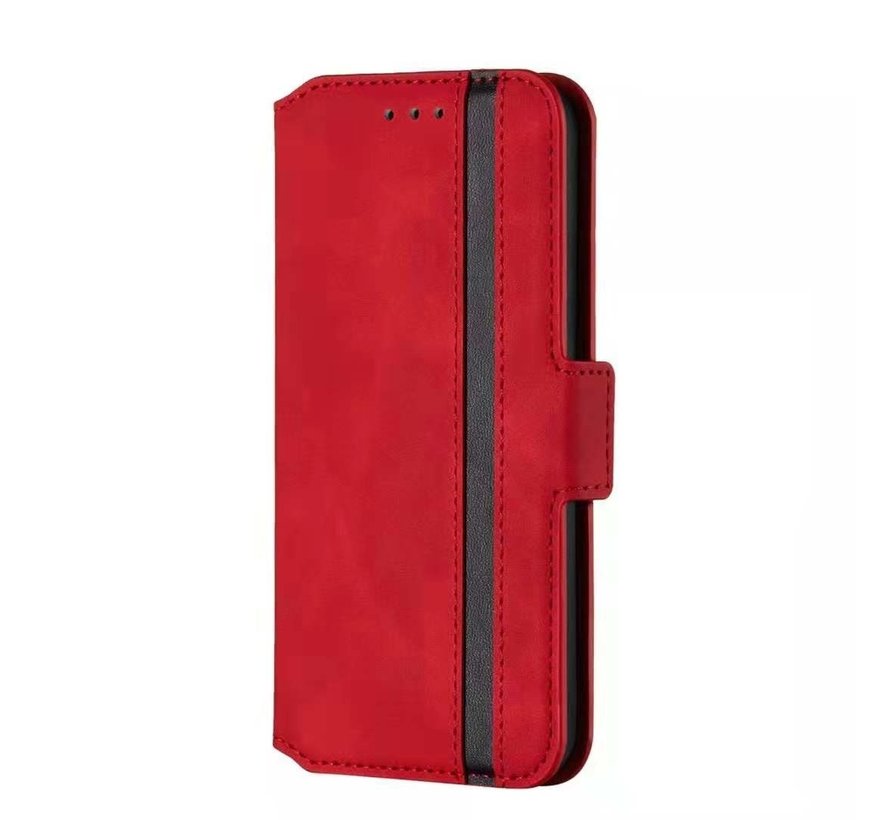 iPhone 12 Pro Book Case Hoesje - Softcase - Bookcase - Magneetsluiting - Pasjeshouder - Kunstleer - Apple iPhone 12 Pro - Rood