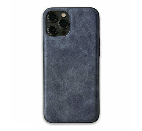 JVS Products iPhone 12 Mini Lederlook Back Cover Hoesje - Kunstleer - Siliconen - Backcover - Apple iPhone 12 Mini - Blauw