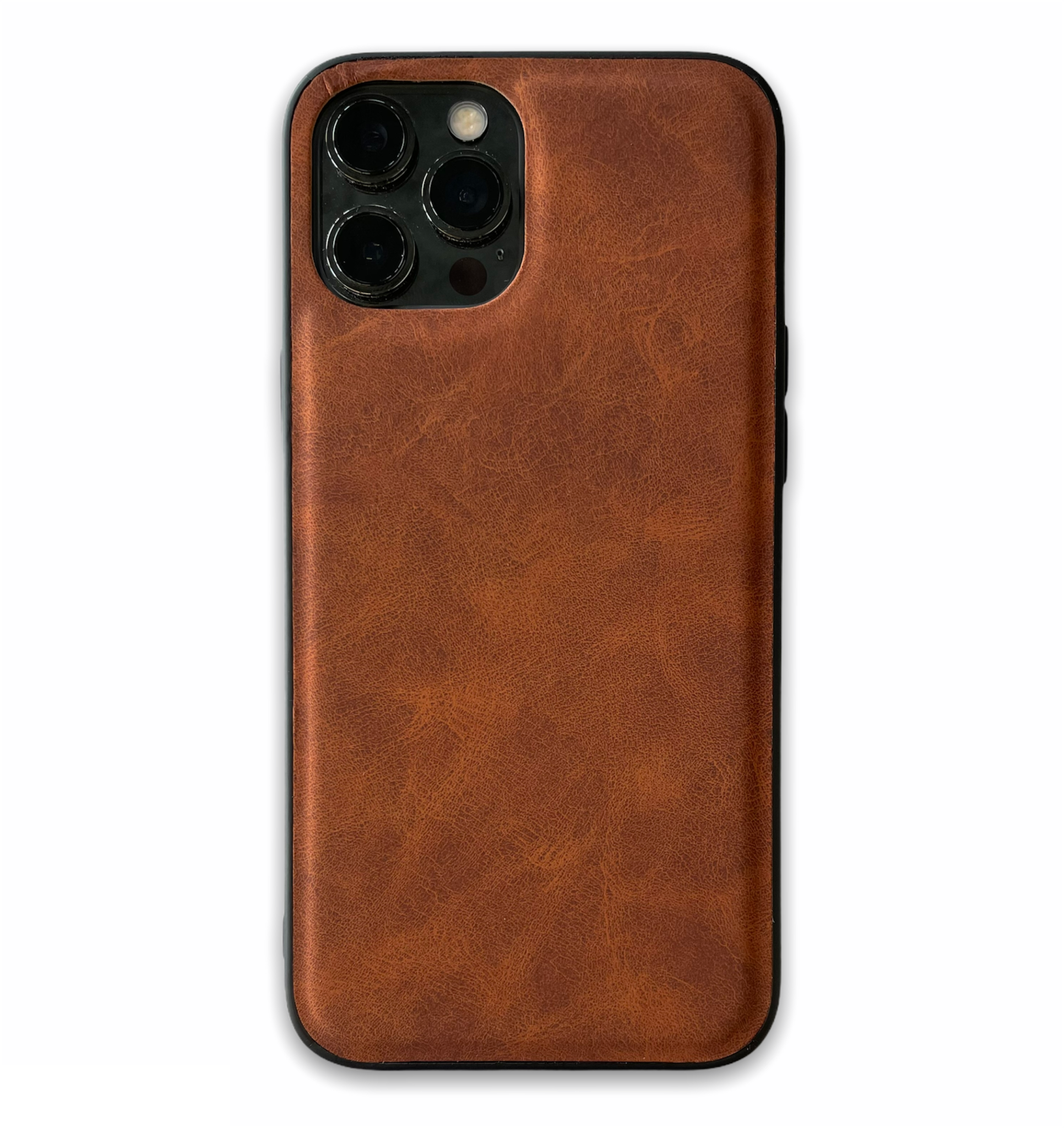 iPhone 12 Pro Max hoesje - Backcover - Kunstleer - TPU - Donkerbruin afbeelding