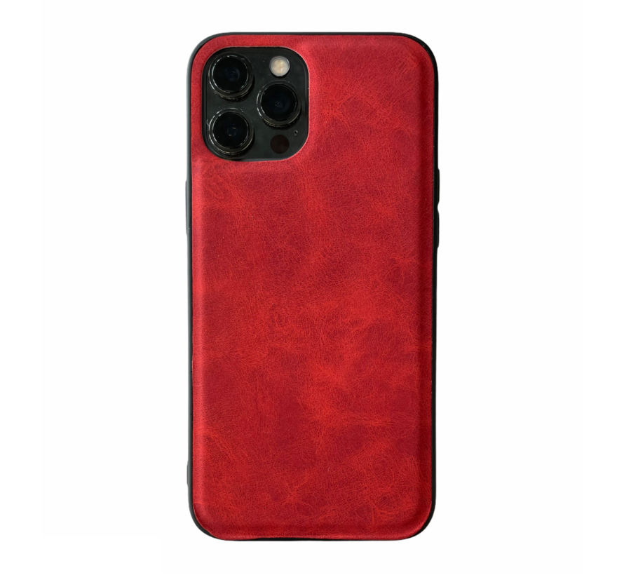 iPhone 11 Pro Max hoesje - Backcover - Kunstleer - Siliconen - Rood kopen
