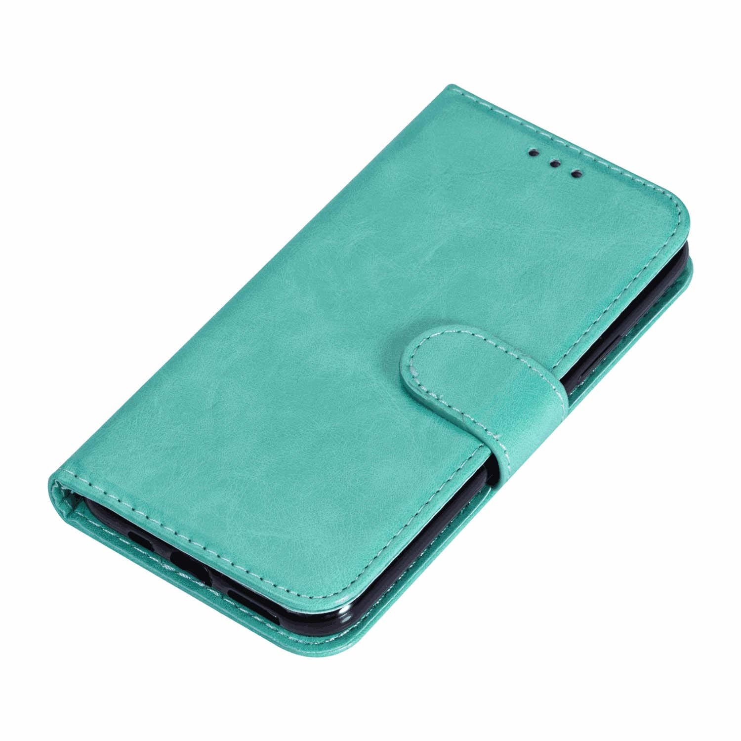iPhone 12 Pro Max hoesje - Bookcase - Pasjeshouder - Portemonnee - Koord - Kunstleer - Turquoise afbeelding
