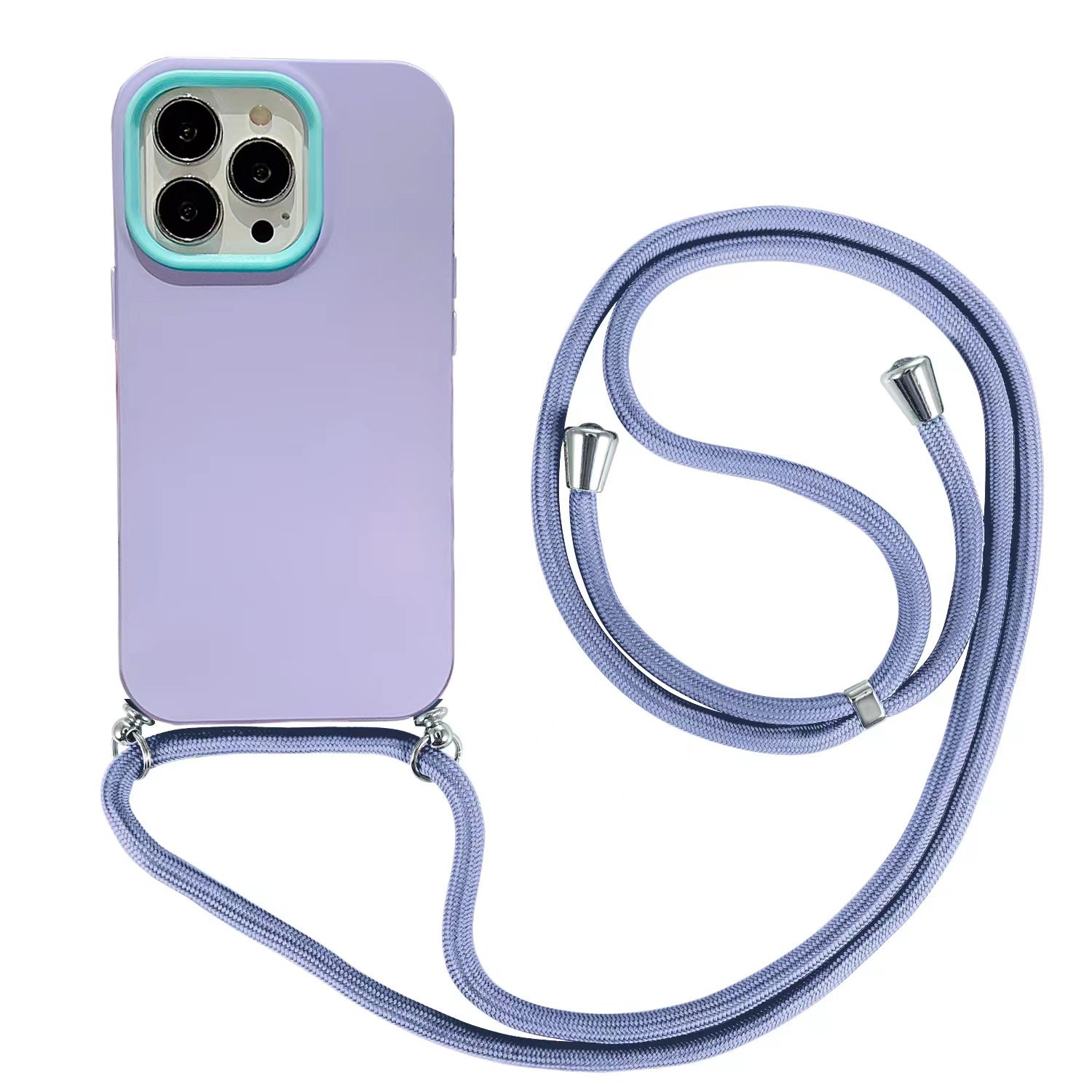 iPhone 12 hoesje - Backcover - Koord - Extra valbescherming - TPU - Paars afbeelding