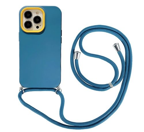 JVS Products iPhone 12 Pro Max hoesje - Backcover - Koord - Extra valbescherming - Siliconen - Donkerblauw kopen