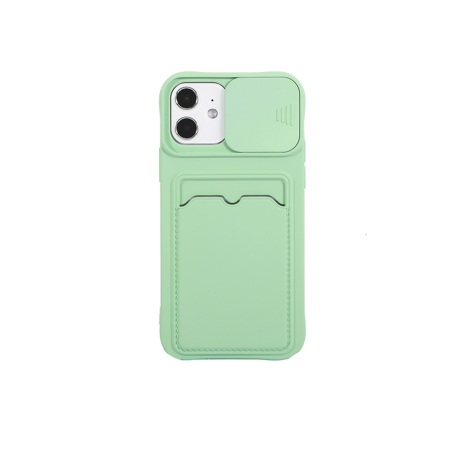 iPhone 11 Back Cover Hoesje met Camera Bescherming – Siliconen – Pasjeshouder – TPU – Apple iPhone 11 – LichtGroen