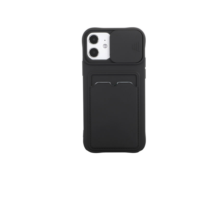 iPhone 12 Mini Back Cover Hoesje met Camera Bescherming -Pasjeshouder - TPU - Apple iPhone 12 Mini - Zwart kopen