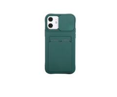 JVS Products iPhone 12 Mini hoesje - Backcover - Pasjeshouder - Portemonnee - Camerabescherming - TPU - DonkerGroen
