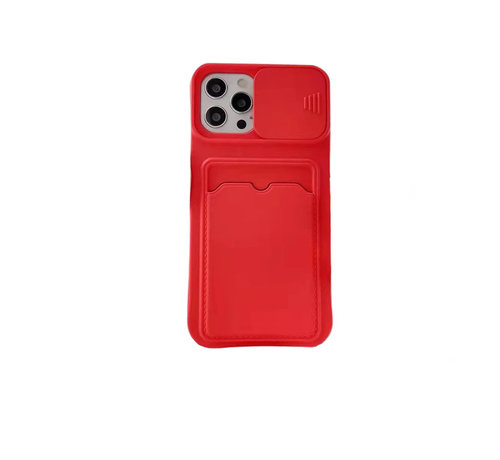 JVS Products iPhone 13 Pro Back Cover Hoesje met Camera Bescherming -Pasjeshouder - TPU - Apple iPhone 13 Pro - Rood kopen