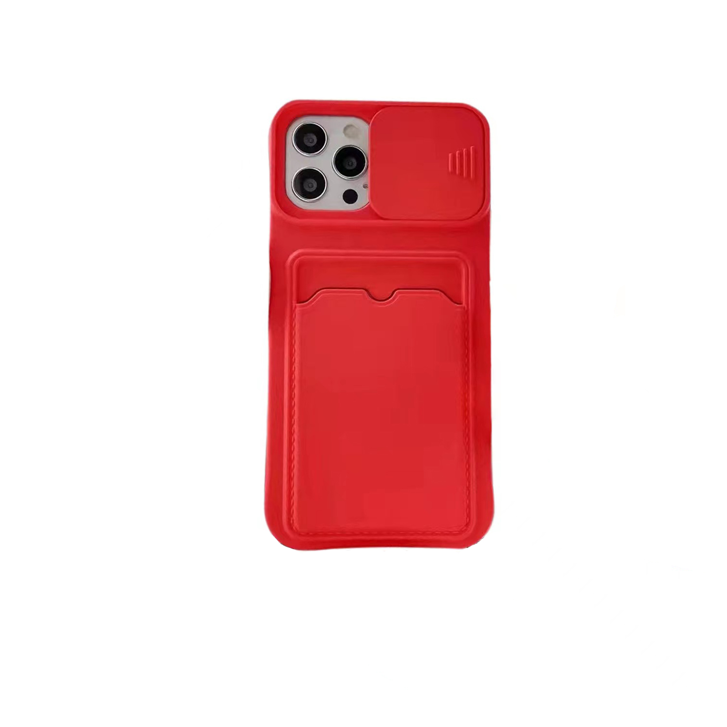 iPhone 13 Pro Max Back Cover Hoesje met Camera Bescherming – Siliconen – Pasjeshouder – TPU – Apple iPhone 13 Pro Max – Rood