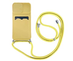 JVS Products iPhone SE 2020 hoesje - Backcover - Koord - Pasjeshouder - Portemonnee - TPU - Geel