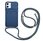 iPhone SE 2020 Back Cover Hoesje met Koord - Back Cover - TPU - Pasjeshouder - Koord - Apple iPhone SE 2020 - Donkerblauw kopen