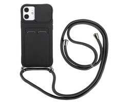 JVS Products iPhone 7 hoesje - Backcover - Koord - Pasjeshouder - Portemonnee - TPU - Zwart