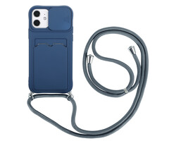 JVS Products iPhone 7 hoesje - Backcover - Koord - Pasjeshouder - Portemonnee - TPU - Donkerblauw