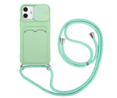 JVS Products iPhone 8 hoesje - Backcover - Koord - Pasjeshouder - Portemonnee - TPU - Lichtgroen