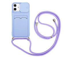 JVS Products iPhone X hoesje - Backcover - Koord - Pasjeshouder - Portemonnee - TPU - Paars