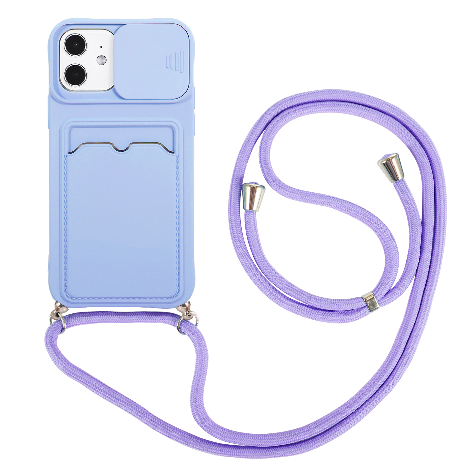 iPhone XR hoesje - Backcover - Koord - Pasjeshouder - Portemonnee - TPU - Paars afbeelding