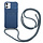 iPhone 12 Pro Max hoesje - Backcover - Koord - Pasjeshouder - Portemonnee - Siliconen - Donkerblauw