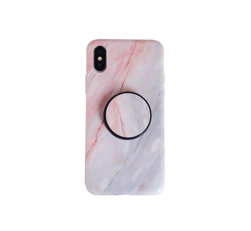 JVS Products iPhone SE 2022 hoesje - Backcover - Marmer - Ringhouder - TPU - Roze kopen