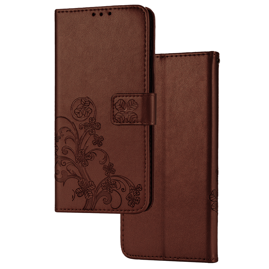 Samsung Galaxy A53 Book Case Hoesje met Patroon - Pasjeshouder - Portemonnee - Bloemenprint - Samsung Galaxy A53 - Bruin