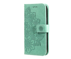 JVS Products Samsung Galaxy A53 hoesje - Bookcase - Pasjeshouder - Portemonnee - Bloemenprint - Kunstleer - Turquoise