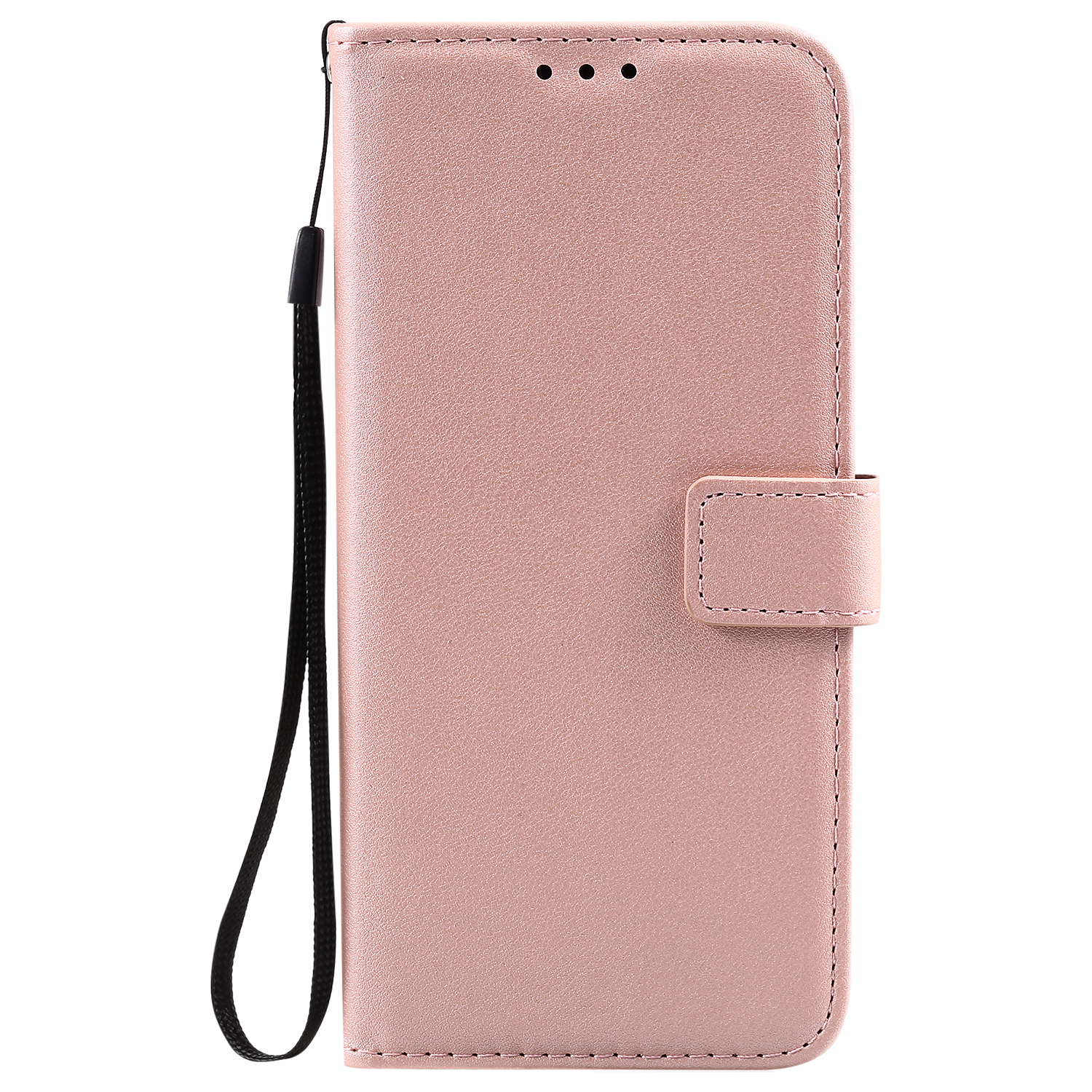 iPhone 12 Book Case Hoesje met Camera Bescherming - Kunstleer - Solide Kleur - Apple iPhone 12 - Rose Goud