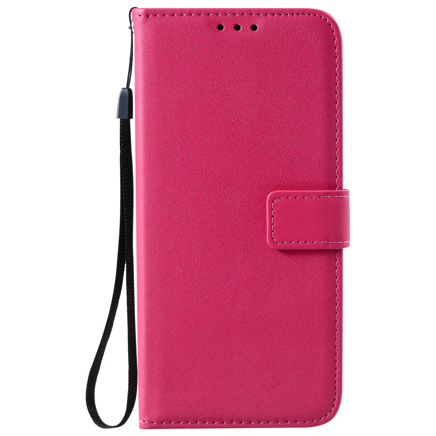 iPhone 12 Mini Book Case Hoesje met Camera Bescherming - Kunstleer - Solide Kleur - Apple iPhone 12 Mini - Roze