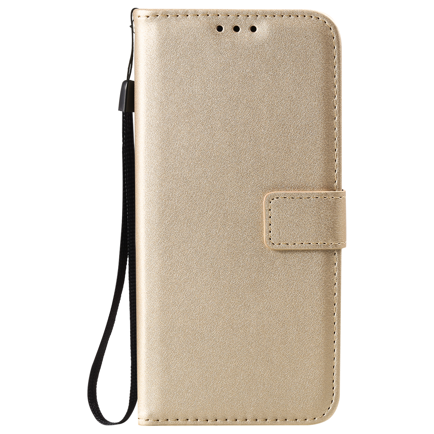 Samsung Galaxy A12 Book Case Hoesje met Camera Bescherming - Kunstleer - Solide Kleur -  Samsung Galaxy A12 - Goud