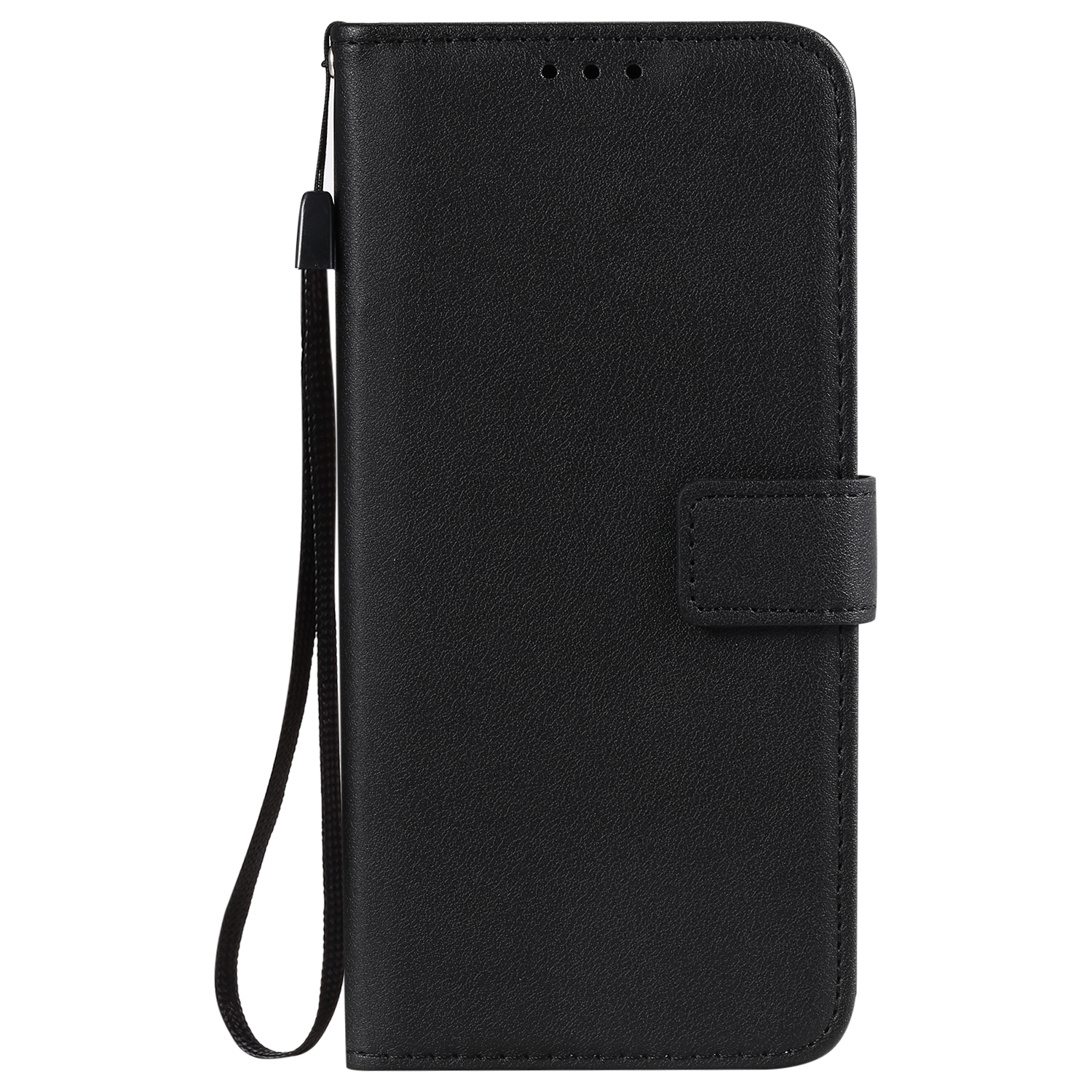 Samsung Galaxy A12 Book Case Hoesje met Camera Bescherming - Kunstleer - Solide Kleur -  Samsung Galaxy A12 - Zwart