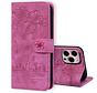 iPhone 12 Book Case Hoesje met Camera Bescherming - Kunstleer - Pasjeshouder - Koord - Bloemen Patroon - Apple iPhone 12 - Roze kopen