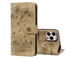 JVS Products Samsung Galaxy A51 hoesje - Bookcase - Koord - Pasjeshouder - Portemonnee - Camerabescherming - Bloemenpatroon - Kunstleer - Bruin