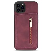 JVS Products iPhone 7 Back Cover Hoesje met Camera Bescherming - Kunstleer - Pasjeshouder - Stijlvol patroon - Apple iPhone 7 - Bordeaux Rood