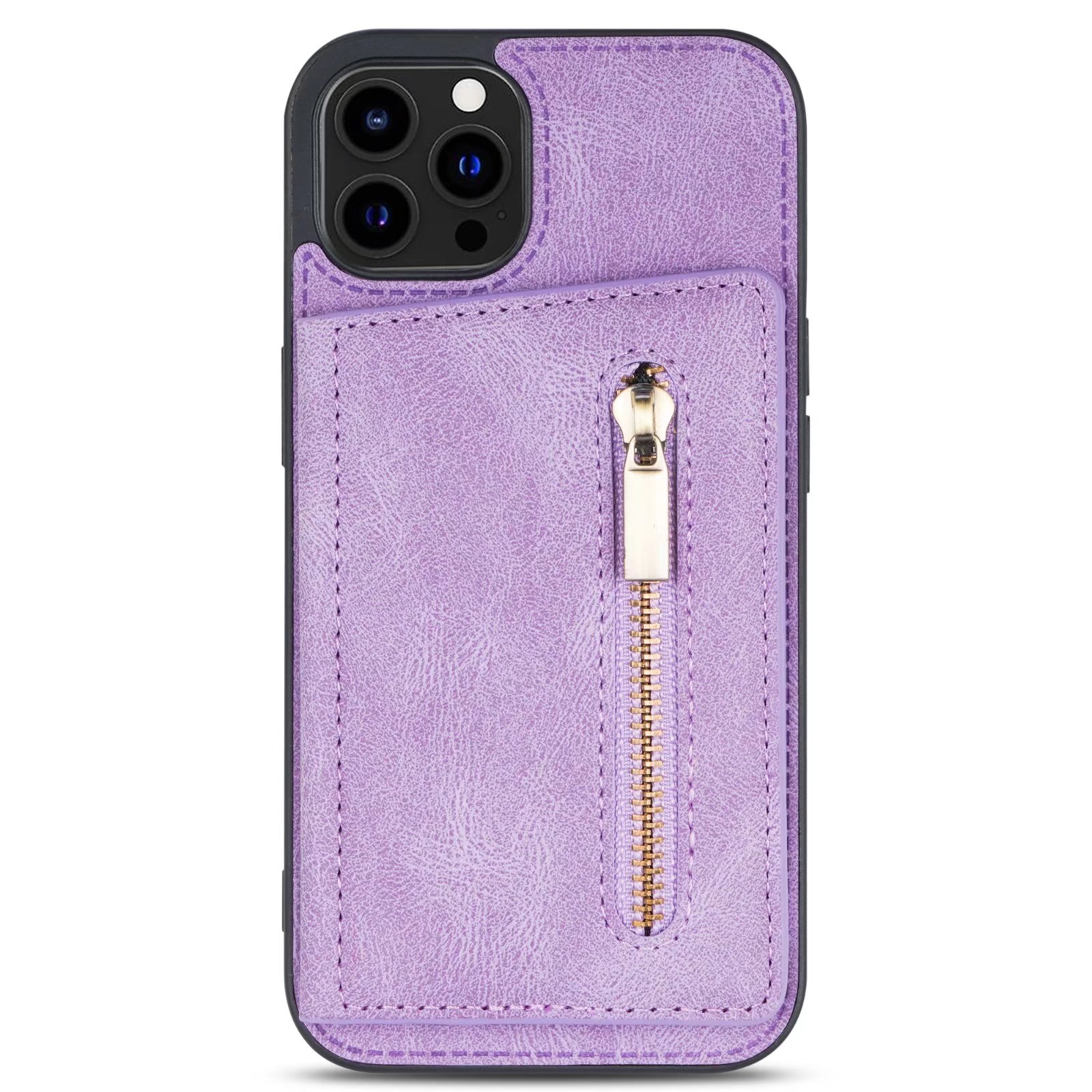 iPhone 13 Pro hoesje - Backcover - Pasjeshouder - Portemonnee - Rits - Kunstleer - Paars afbeelding