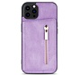 iPhone 13 Mini hoesje - Backcover - Pasjeshouder - Portemonnee - Rits - Kunstleer - Paars kopen