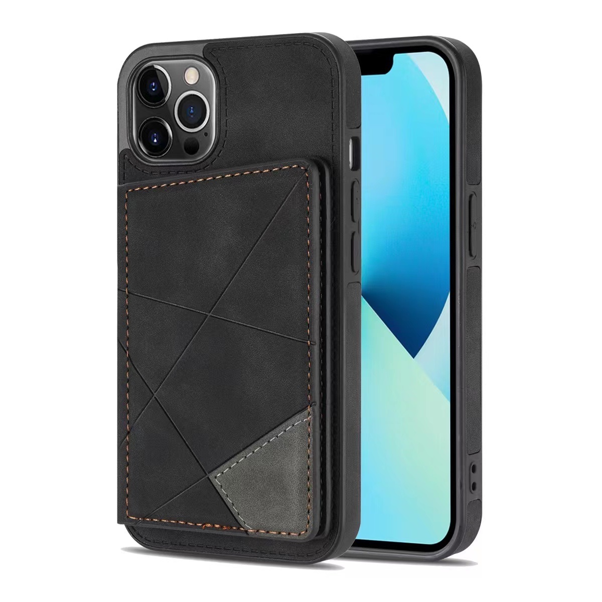 iPhone 11 Pro Back Cover Hoesje met Camera Bescherming - Kunstleer - Pasjeshouder - Stijlvol patroon - Apple iPhone 11 Pro - Zwart