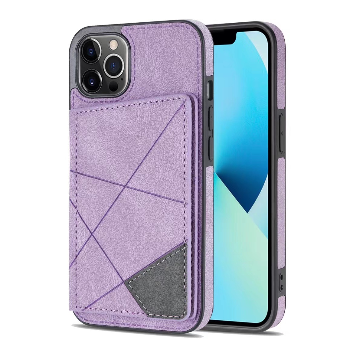 iPhone 11 Pro Max Back Cover Hoesje met Camera Bescherming - Kunstleer - Pasjeshouder - Stijlvol patroon - Apple iPhone 11 Pro Max - Paars