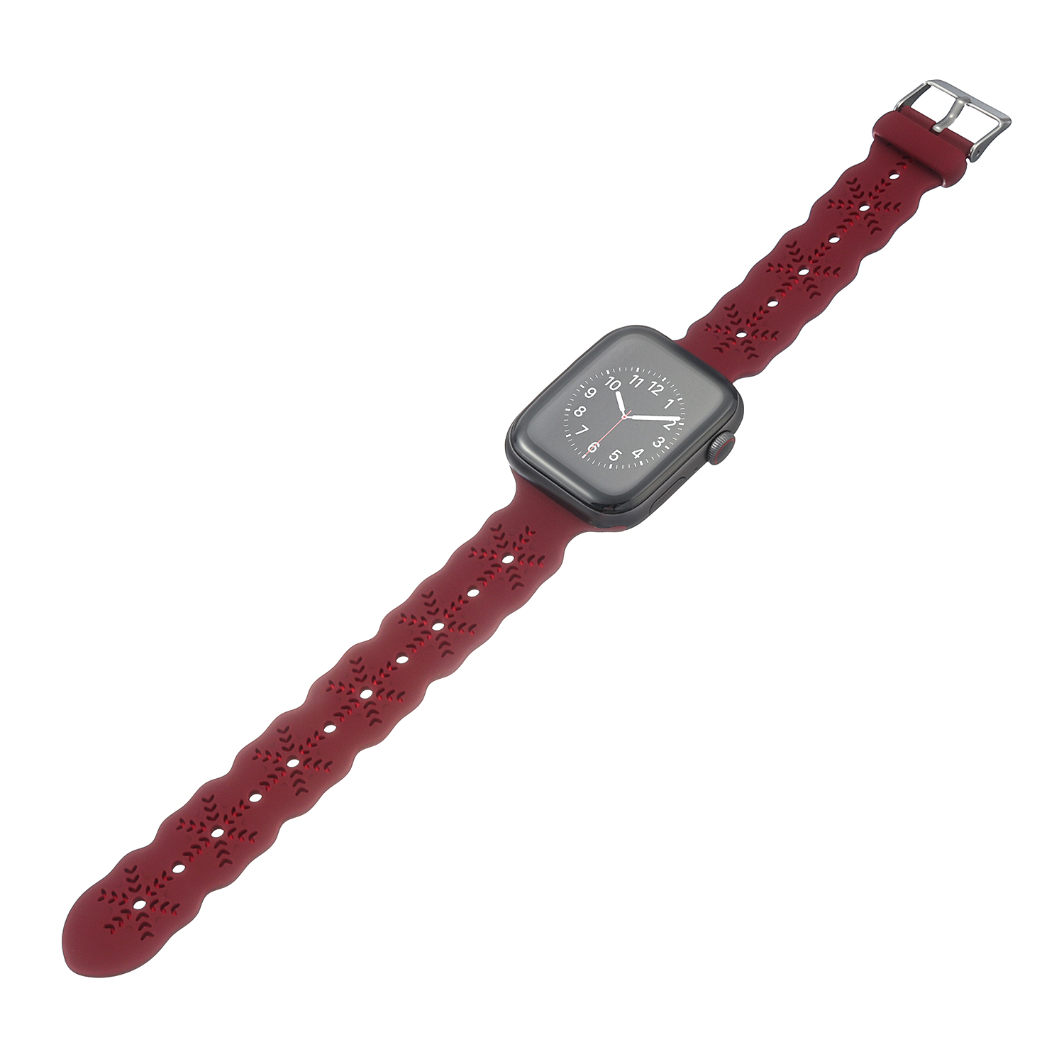 Bandje geschikt voor Apple Watch 38/40MM - Maat L - Sportband - Horlogebandje - Polsband - Kunstleer - Rood afbeelding