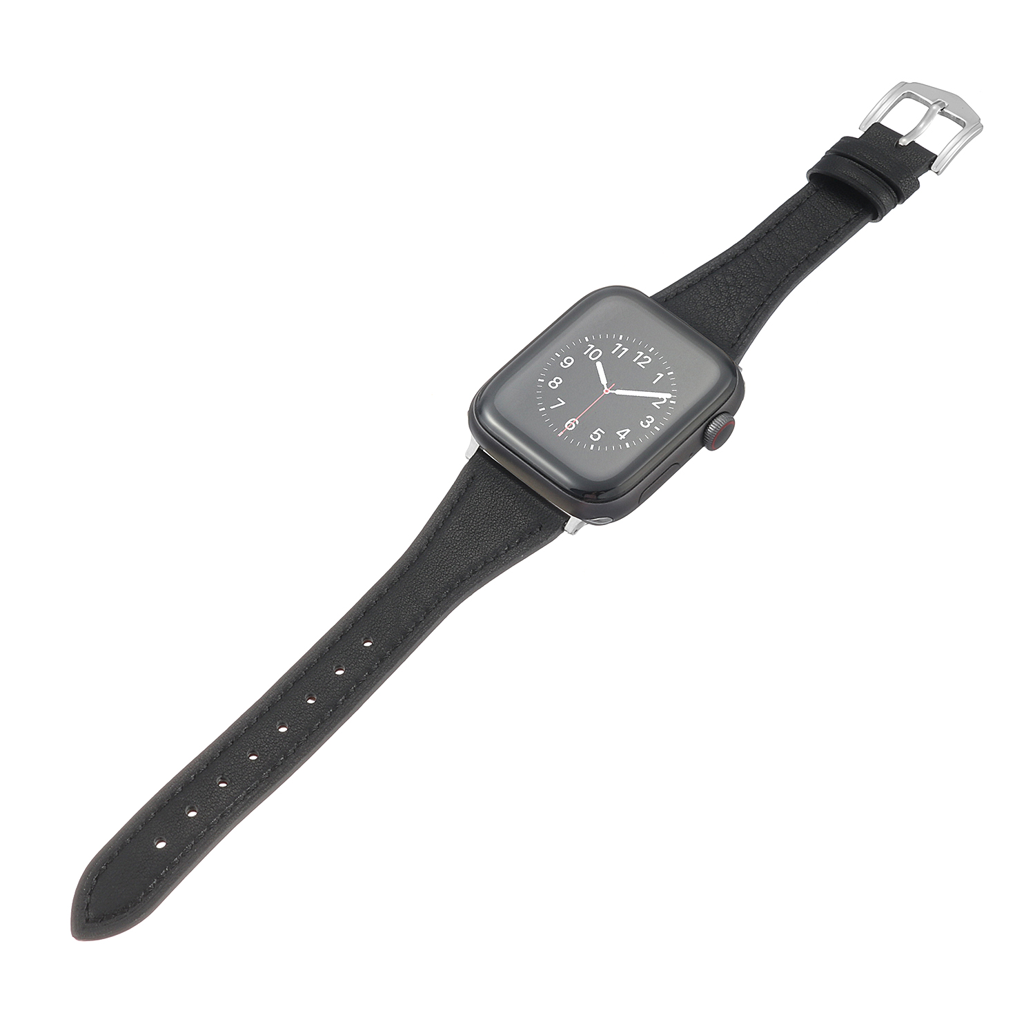 Dun Sportbandje met enkele Kleur voor Apple Watch - 38/40MM - Kunstleer - Horloge en Pols Bandje - 1/2/3/4/5/6/SE - JVS Products - Zwart