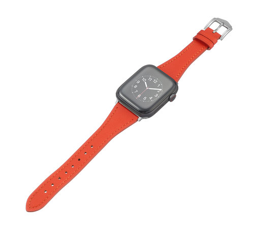 JVS Products Dun Sportbandje met enkele Kleur voor Apple Watch - 38/40MM - Kunstleer - Horloge en Pols Bandje - 1/2/3/4/5/6/SE - JVS Products  - Oranje kopen