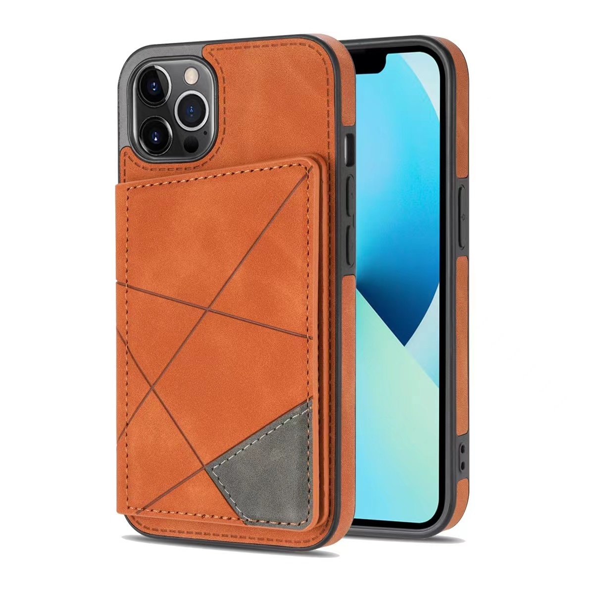 iPhone XR hoesje - Backcover - Pasjeshouder - Portemonnee - Camerabescherming - Stijlvol patroon - TPU - Oranje afbeelding