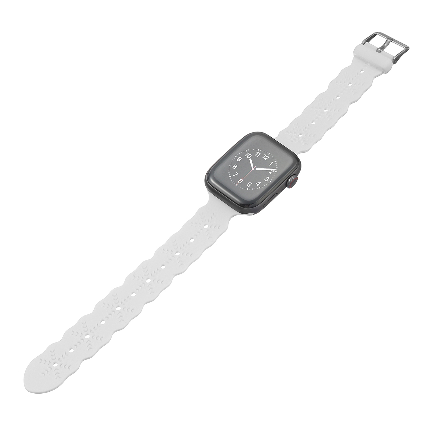 Sportbandje met patroon voor Apple Watch - 42/44MM - Silicone - Horloge en Pols Bandje - 1/2/3/4/5/6/SE - JVS Products - Wit