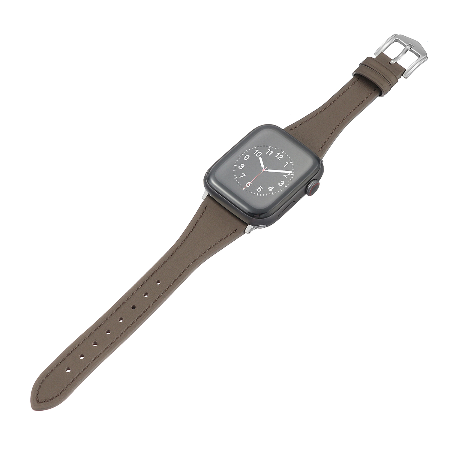 Bandje geschikt voor Apple Watch 42/44MM - Maat L - Sportband - Horlogebandje - Polsband - Kunstleer - Bruin afbeelding