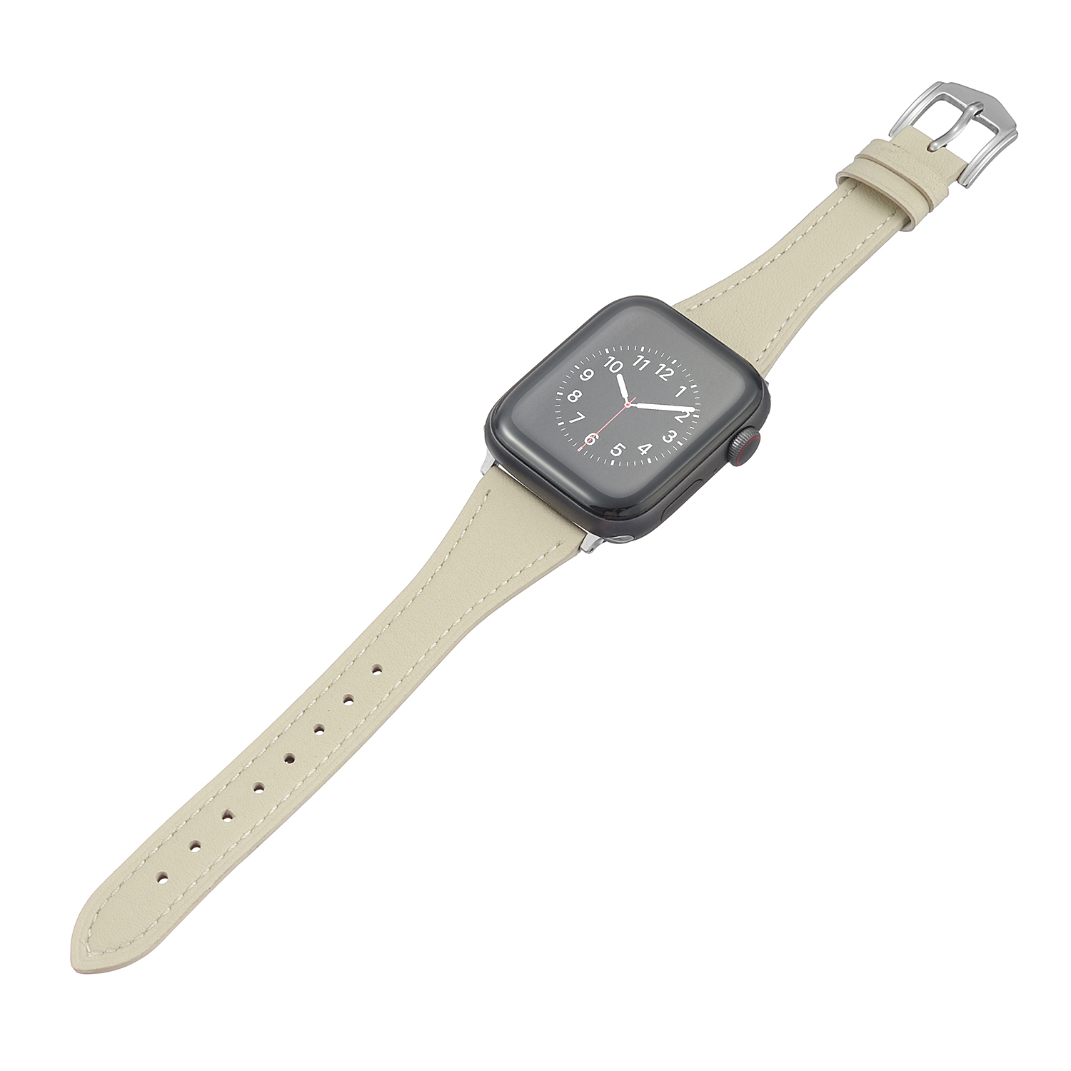 Bandje geschikt voor Apple Watch 42/44MM - Maat L - Sportband - Horlogebandje - Polsband - Kunstleer - Wit afbeelding