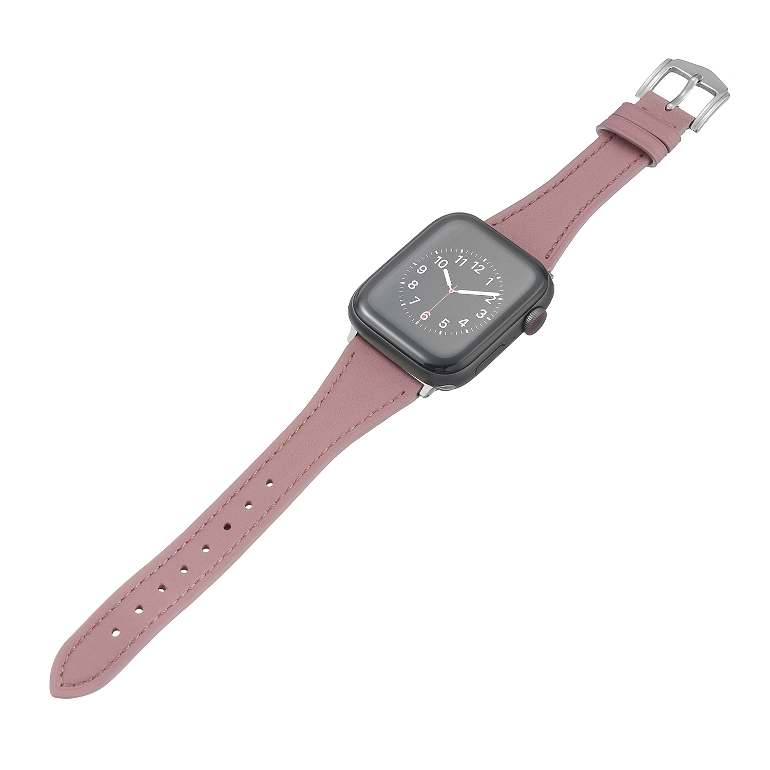 Bandje geschikt voor Apple Watch 42/44MM - Maat L - Sportband - Horlogebandje - Polsband - Kunstleer - Roze afbeelding