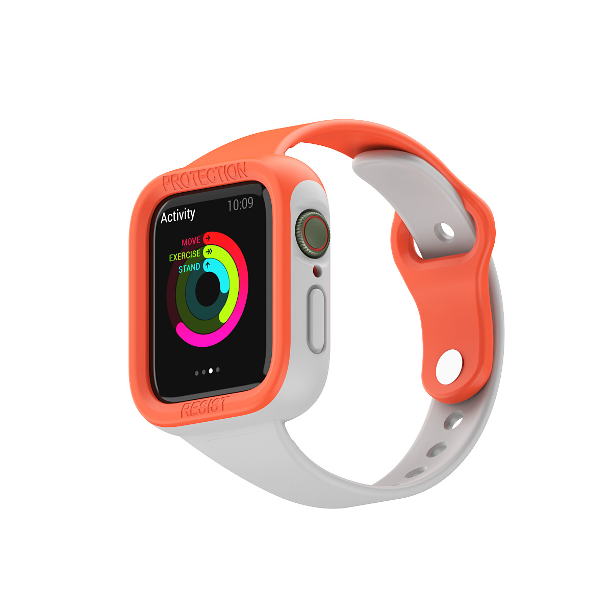 Dual Colour Sportbandje Geschikt voor Fitbit Sense - Silicone - Horloge en Pols Bandje - 38/40/41/42/44/45 mm - JVS Products - Oranje / Wit