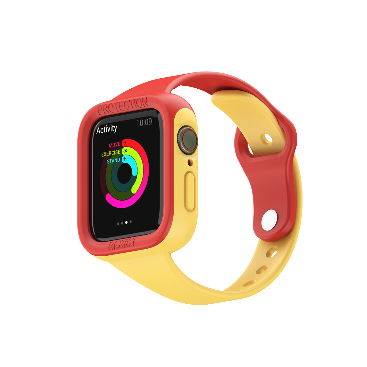 Dual Colour Sportbandje Geschikt voor Fitbit Sense - Silicone - Horloge en Pols Bandje - 38/40/41/42/44/45 mm - JVS Products - Rood / Geel