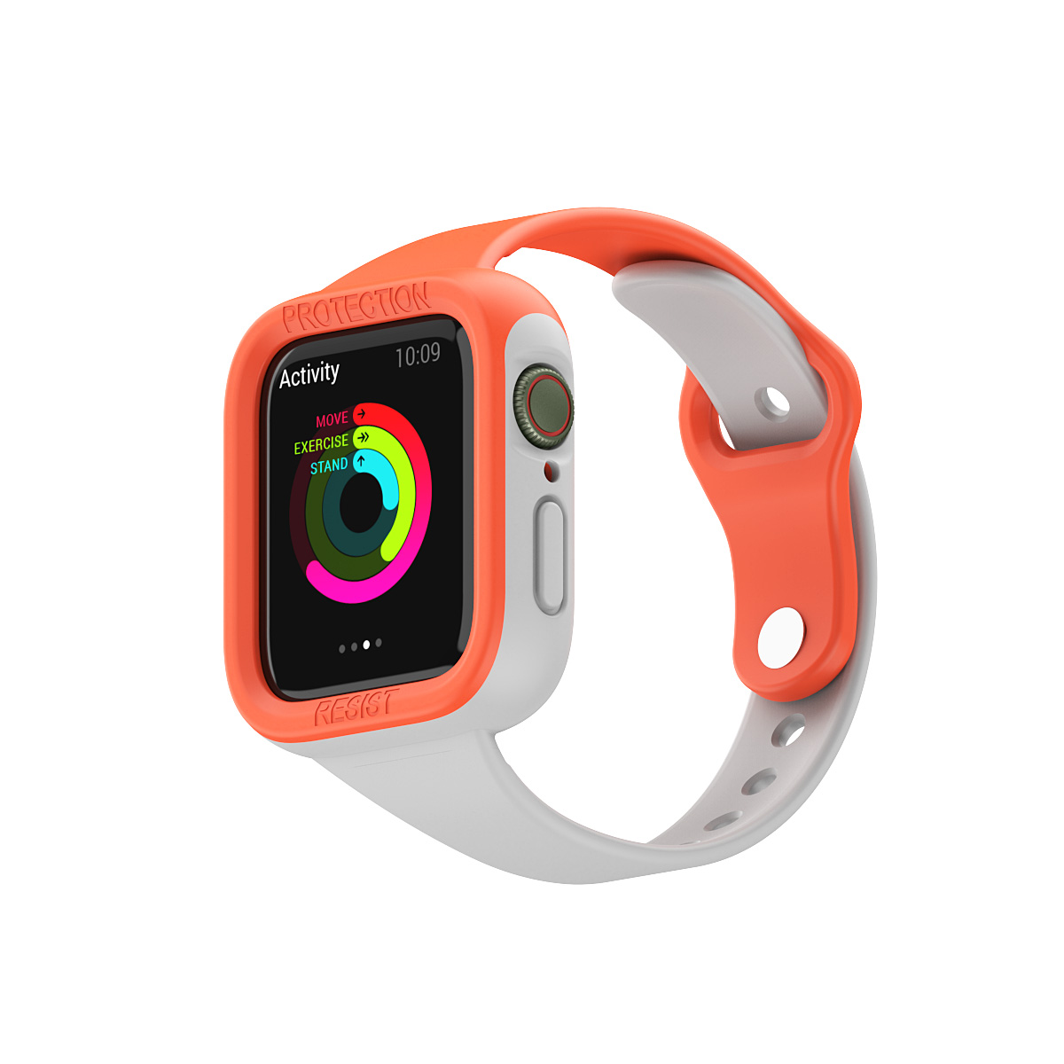 Bandje geschikt voor Fitbit Sense - Maat L - Sportband - Polsband - Horlogebandje - Tweekleurig - Siliconen - Oranje/Wit afbeelding