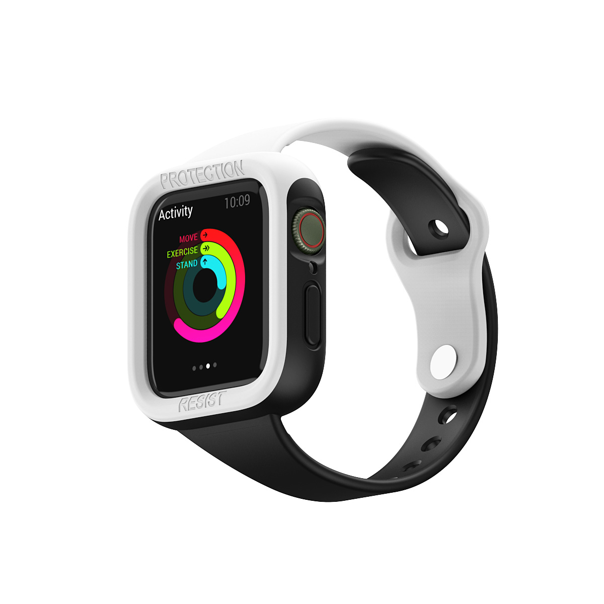 Bandje geschikt voor Fitbit Sense - Maat L - Sportband - Polsband - Horlogebandje - Tweekleurig - Siliconen - Wit/Zwart afbeelding