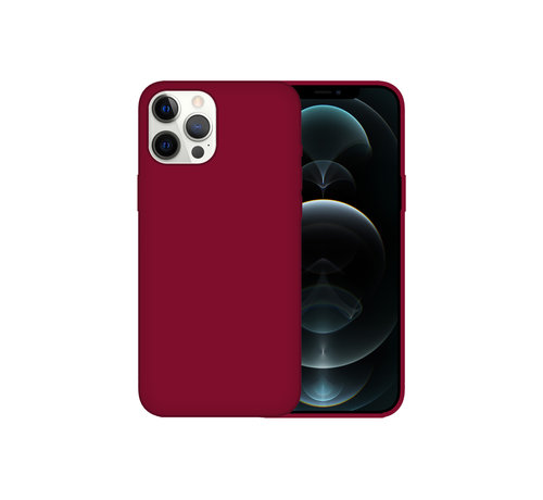 JVS Products iPhone 12 hoesje - Backcover - Siliconen - Bordeaux Rood kopen