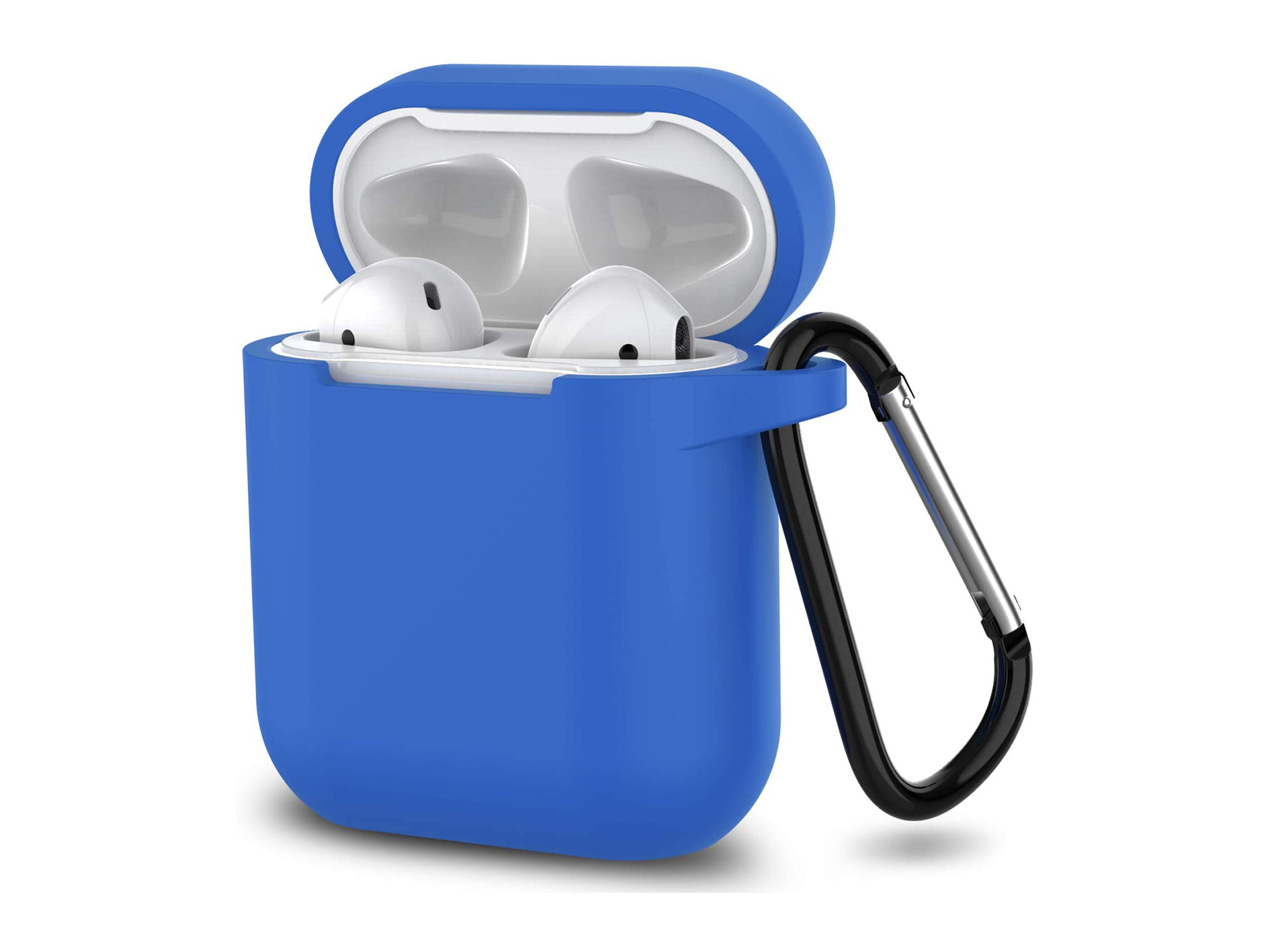 Hoesje geschikt voor Airpods 1 en 2 - Softcase - Sleutelhanger - Cover - Extra dun - Siliconen - Donkerblauw kopen afbeelding